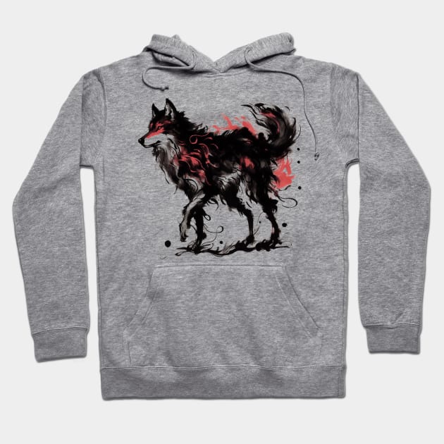 Chinese Style Ink Wolf Hoodie by T-Shirt Paradise